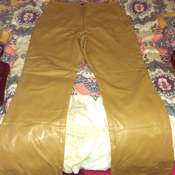 INC International Concepts Pants - Faux leather beige tan pants